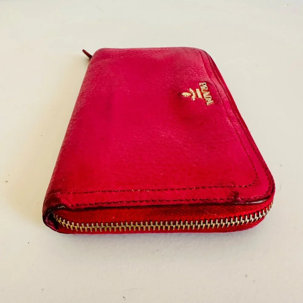 AUTH PRADA PINK TESSUTO NYLON SATCHEL BAG AND LEATHER ZIP-AROUND LONG WALLET SET - Picture 13 of 16